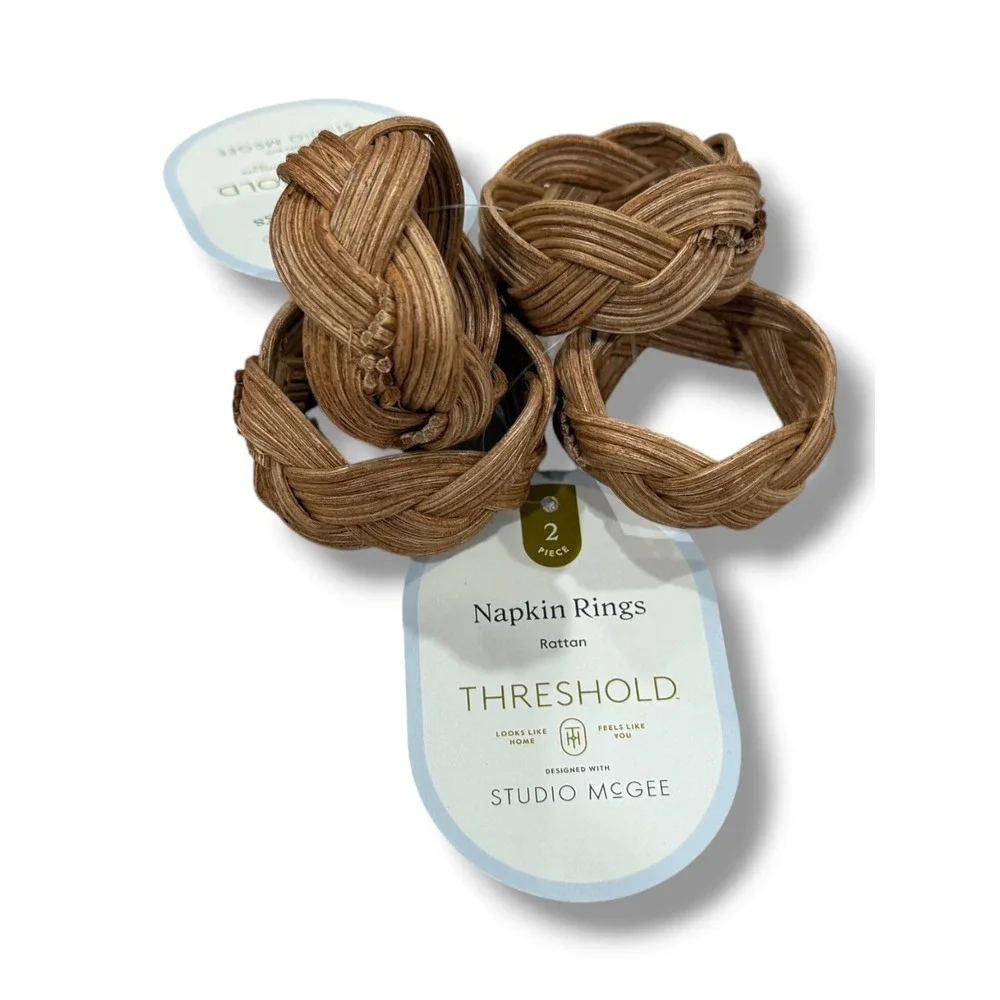 2pk Braided Woven Rattan Napkin Rings - Threshold Studio McGee, Target